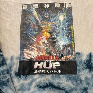 HUF Godzilla Graphic Tee in Blue and White